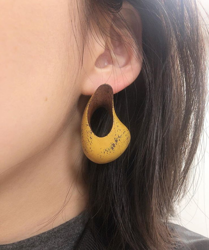 Walnut Wood earrings- Confluence by Joo Hyung Park Ame Gallery