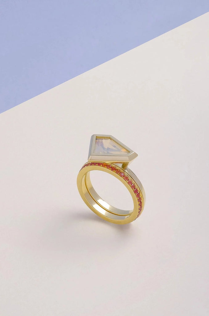 White Opal Ring - Vertex Collection by Rachel Yeung Ame Gallery