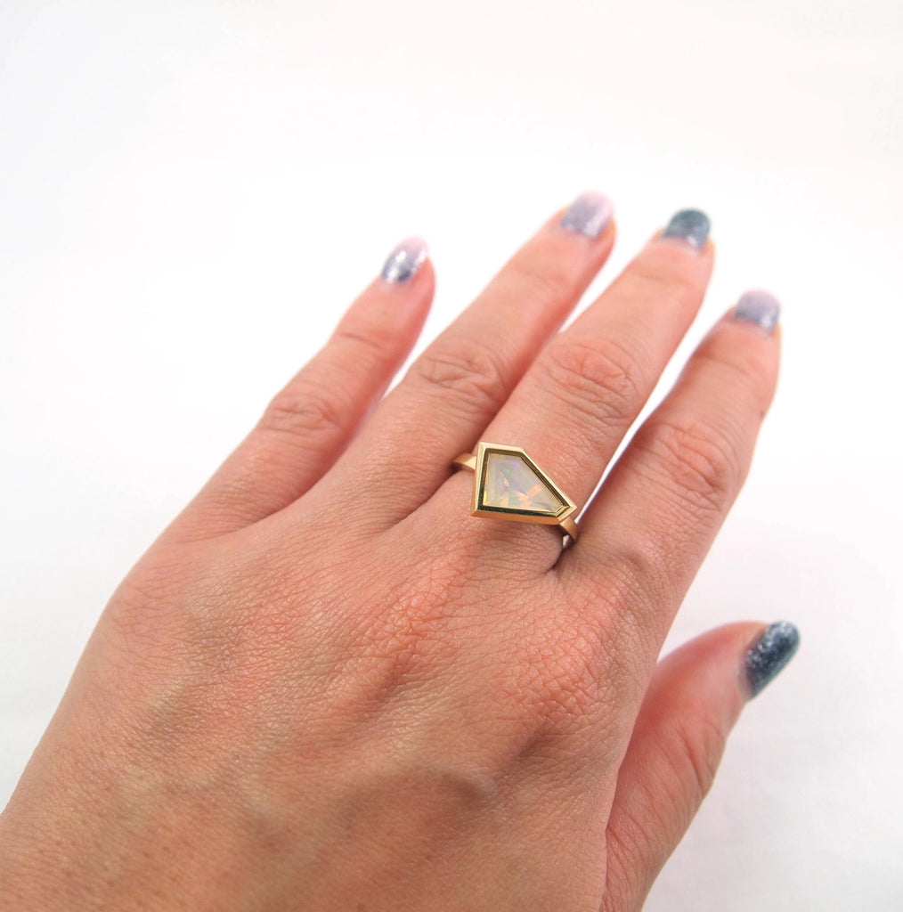 White Opal Ring - Vertex Collection by Rachel Yeung Ame Gallery
